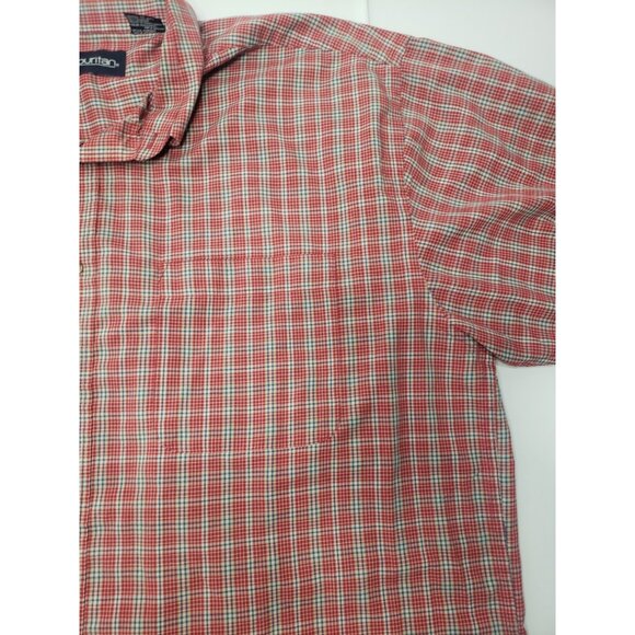 Puritan Men's Button Up Short Sleeve Red/Blue Plaid Shirt Size X-Large Tall - Picture 8 of 16